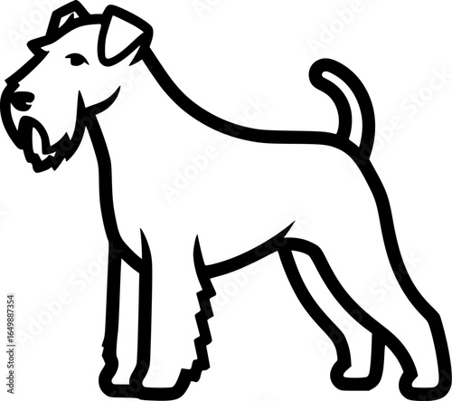 Airedale terrier dog standing side view outline vector
