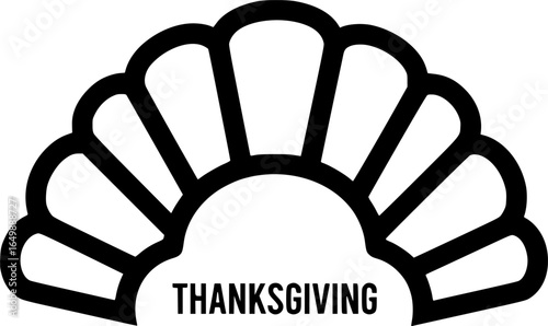 Thanksgiving turkey fanned tail outline vector
