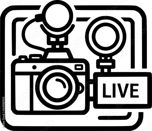 Live streaming camera outline vector
