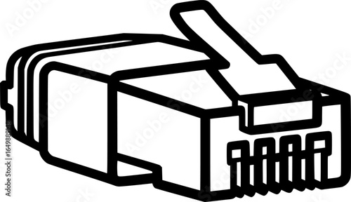 Ethernet cable connector outline vector

