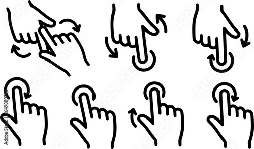 Multi-touch gesture outline vector
