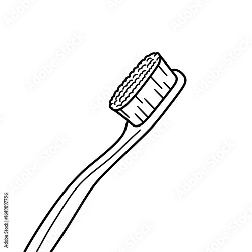 Minimal outline vector of toothbrush dental care hygiene tool for healthy teeth