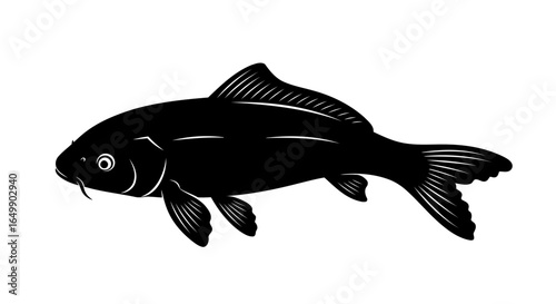 elegant black koi fish silhouette transparent background for design mockups