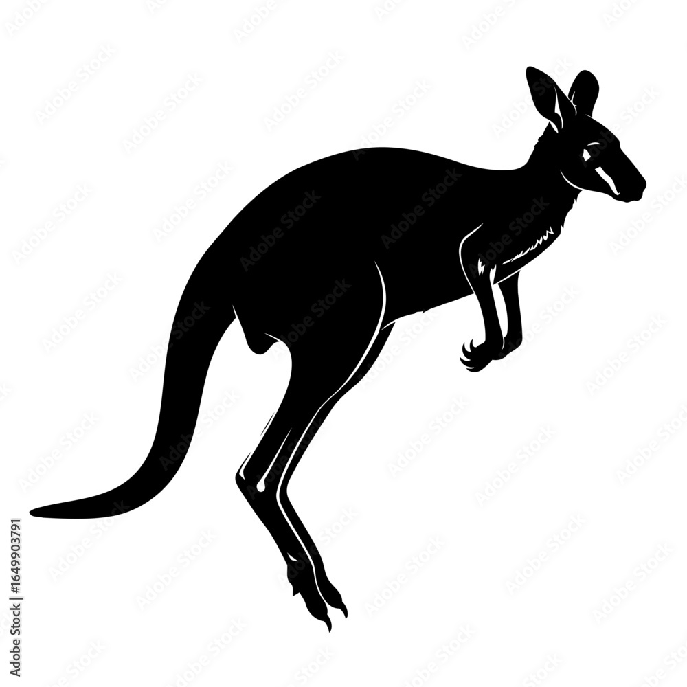 Fototapeta premium leaping kangaroo silhouette transparent vector graphic for modern designs