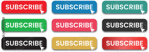 Subscribe Button Set - Different Vector Illustrations - Isolated On White Background 