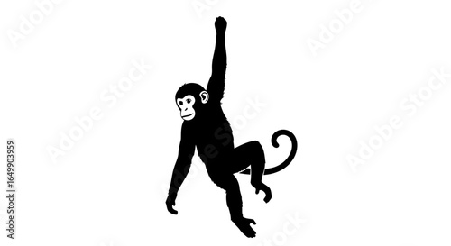 playful monkey silhouette transparent background for design overlay
