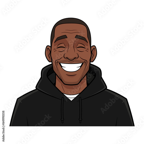 Joyful Portrait: An emotive illustration showcases the genuine smile of a happy person with a relaxed face, conveying warmth and positivity. 
