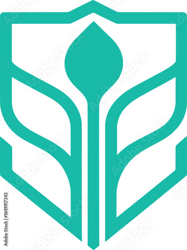 Green Leaf Emblem – Geometric Eco Symbol with Transparent Background