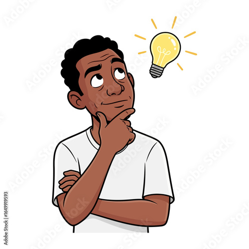 Eureka Moment: A contemplative person is captivated by an illuminated light bulb, symbolizing innovation and insight. Evoking the magic of ideas.