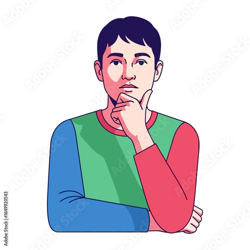 Contemplative Thought: A portrait captures a man deep in thought, his expression reflecting introspection and thoughtful contemplation, illustrating the power of the mind.