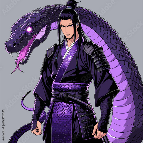 anime vector illustration of a snake demon man