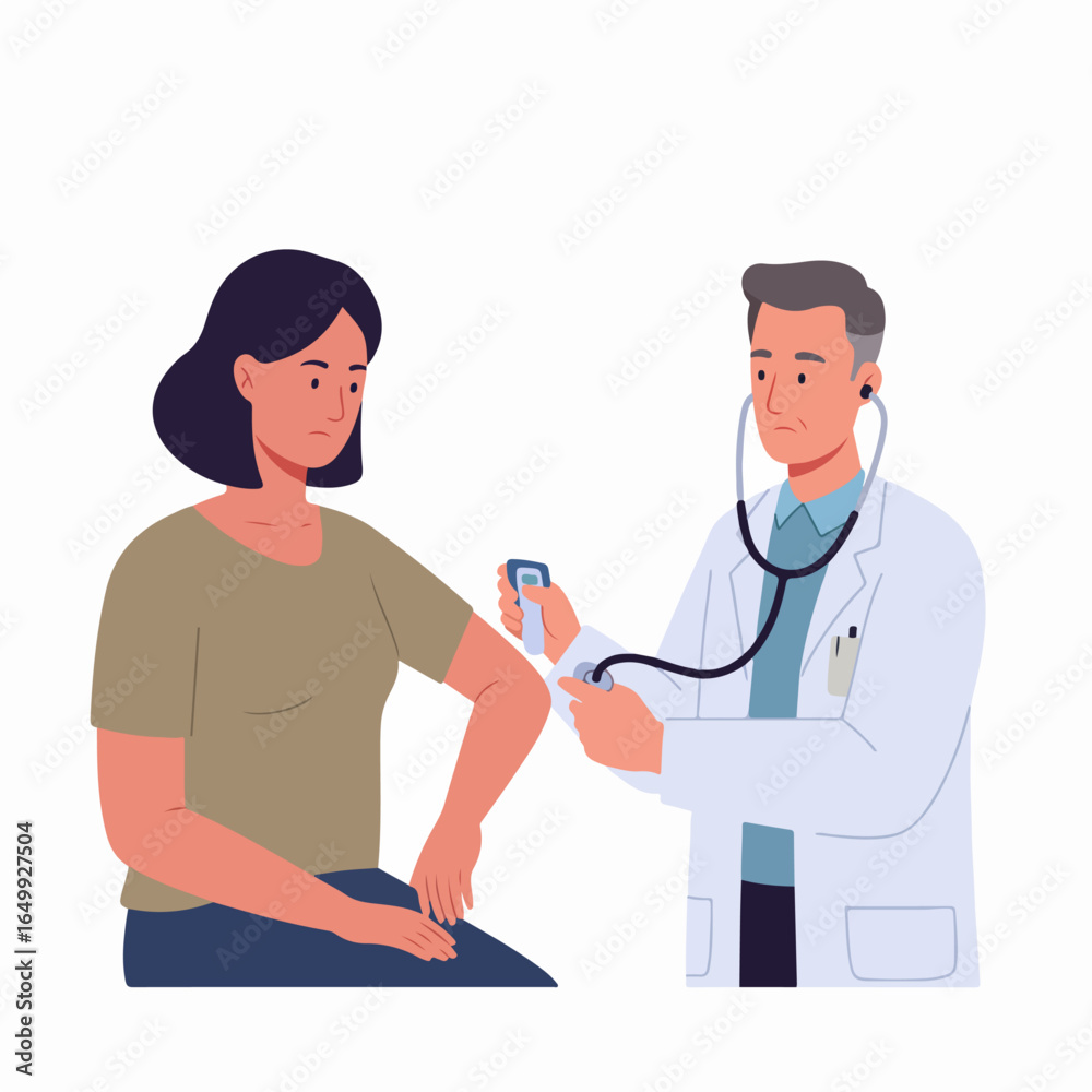 Fototapeta premium Doctor performing a medical examination on a female patient, using a device during a health check-up
