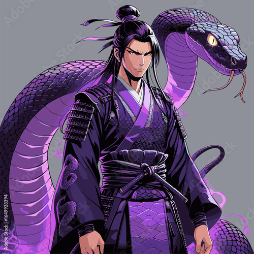 anime vector illustration of a snake demon man