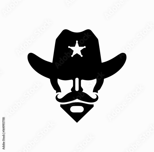Sheriff Face Silhouette – Minimalist Western Lawman Icon