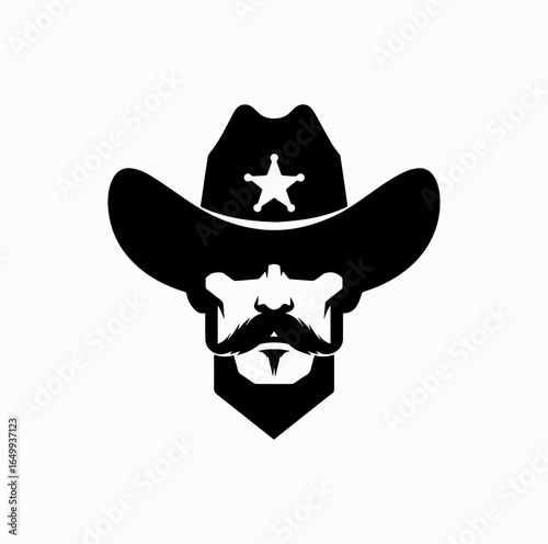 Sheriff Face Silhouette – Minimalist Western Lawman Icon
