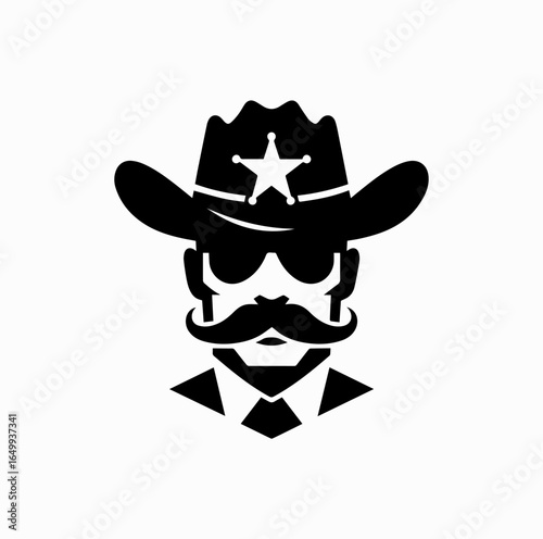 Sheriff Face Silhouette – Minimalist Western Lawman Icon