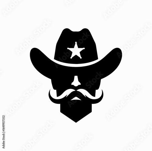Sheriff Face Silhouette – Minimalist Western Lawman Icon