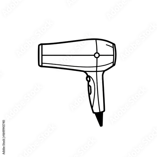 Vector illustration of a simple black and white hair dryer.