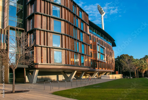 Adelaide Oval in golden sunrise ligh 