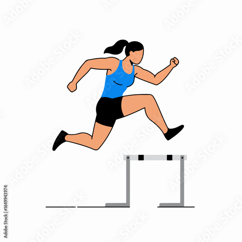 Female Athlete Hurdling an Obstacle: Dynamic Sport Illustration