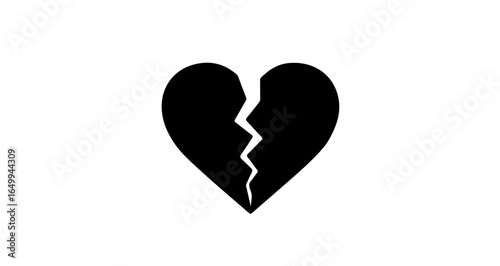 Object broken heart vector illustration for heartbreak sadness depression and loneliness concept black and white design art vector