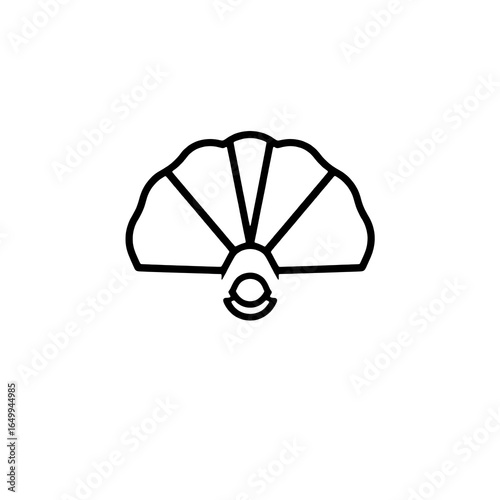 Line illustration of a traditional hand fan.
