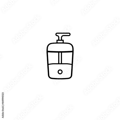 Simple line illustration of a liquid soap bottle with pump.