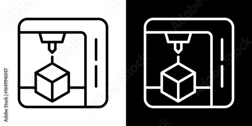 3D printer, engineering, technology, icon outline style vector, illustration design graphic resource for web design, mobile apps, ui design and print.