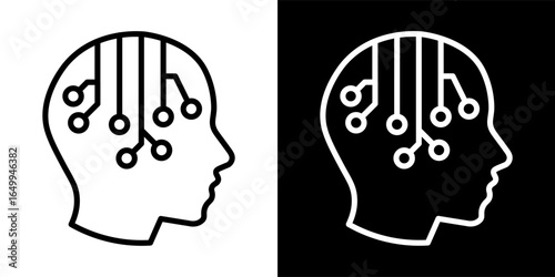 artificial intelligence, AI, technology, icon outline style vector, illustration design graphic resource for web design, mobile apps, ui design and print.