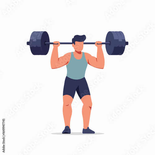 Man lifting barbell for strength training illustration.