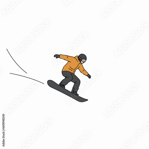 Vibrant illustration of a snowboarder in mid-air or carving, showcasing winter sports and extreme recreation.