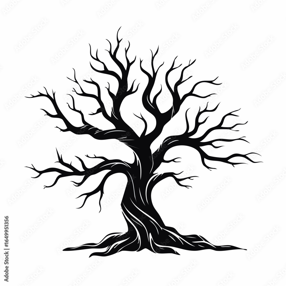 Obraz premium black dead tree isolated on white