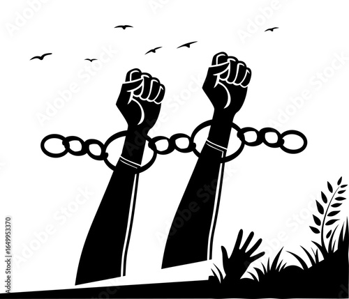 International Day for the Remembrance of the Slave Trade – Freedom Silhouette Illustration
