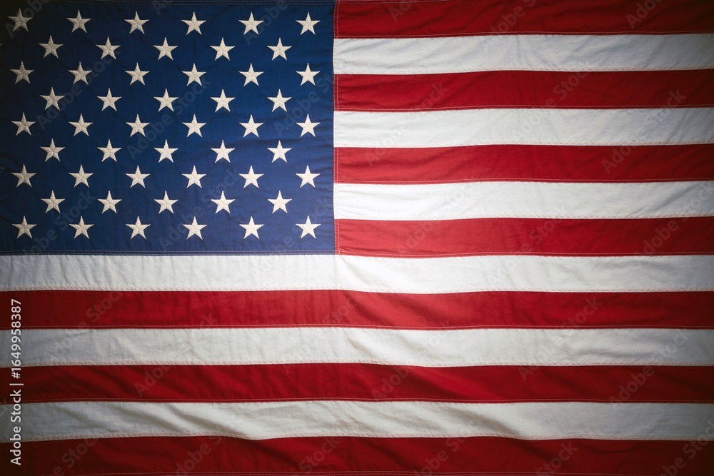 Naklejka premium Photo of the american flag, a symbol of the united states of america, featuring stars and stripes, representing patriotism, freedom, and democracy