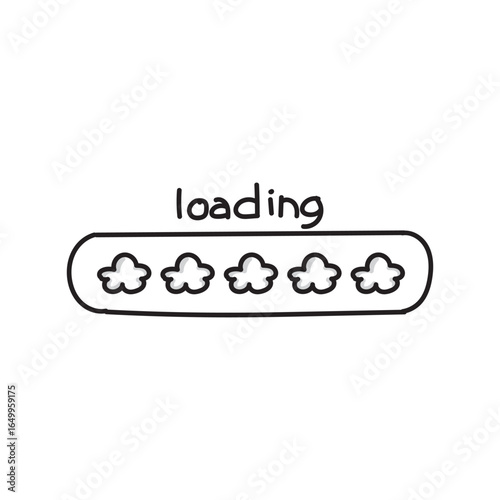 Hand drawn loading bar illustration in black and white. Cartoon style progress bar with sketch design
