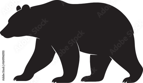 Black Bear Silhouette Walking Side View