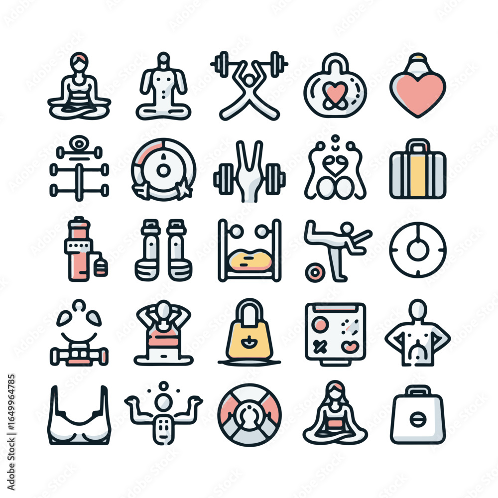 Fitness, yoga Icons set Fitness, yoga Icons set