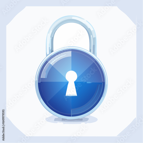 blue glass translucent 3d lock symbol icon isolated
