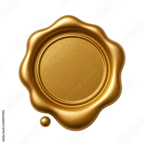 Gold stamp isolated on white Gold wax seal concept. 3d
