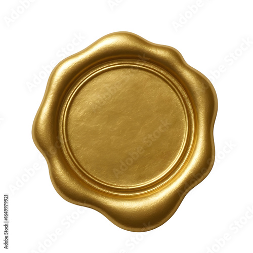 Gold stamp isolated on white Gold wax seal concept. 3d