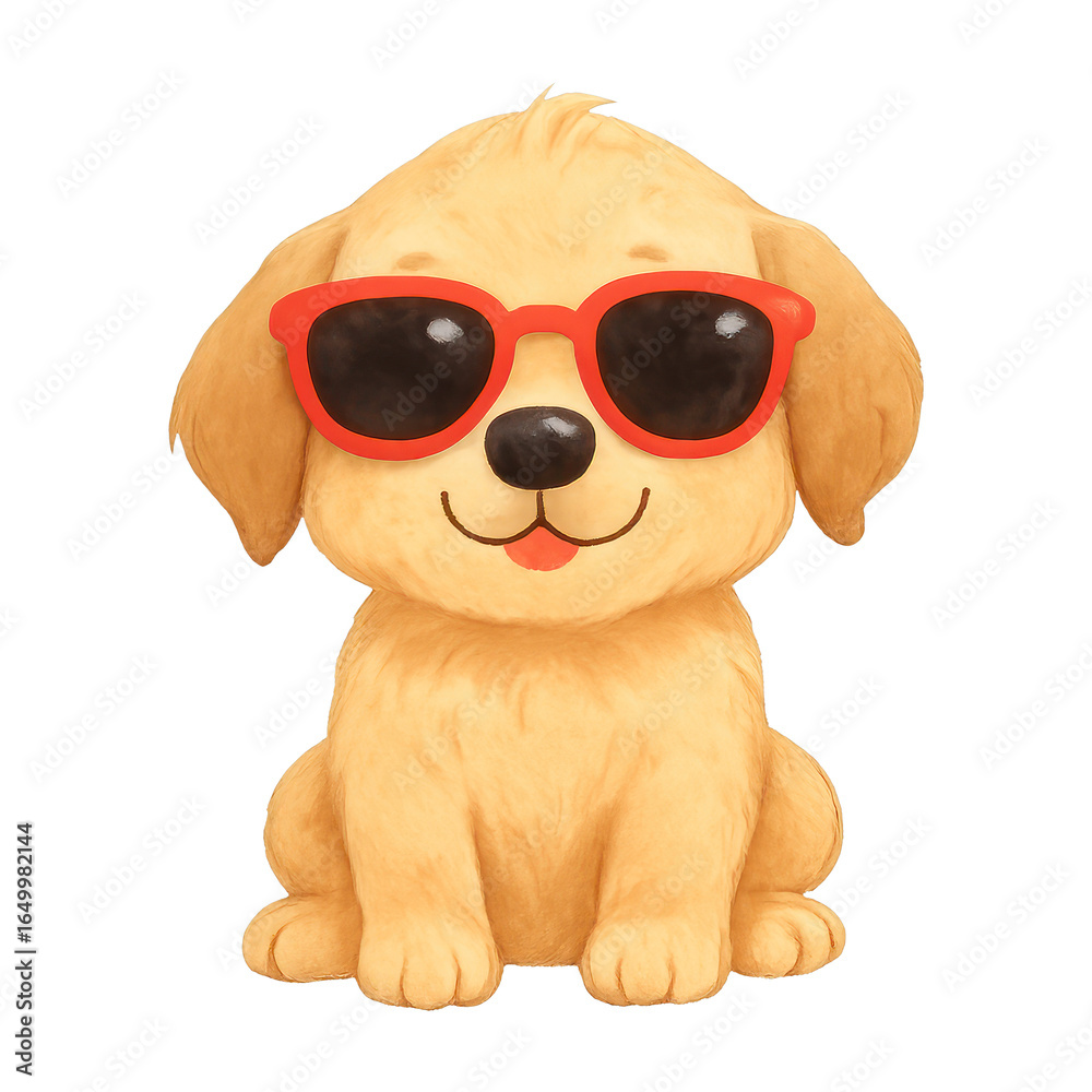 Fototapeta premium PNG Cute puppy wearing sunglasses