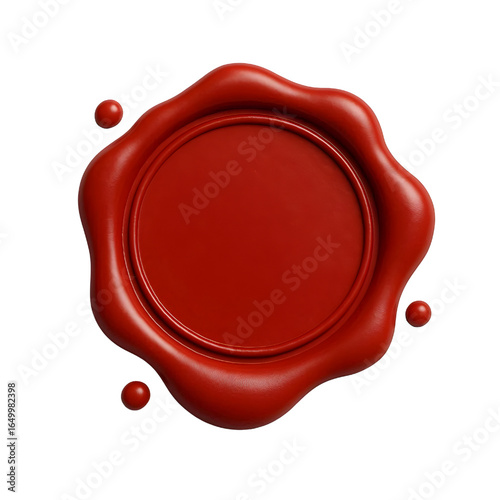 red stamp isolated on white. red wax seal concept. 3d 