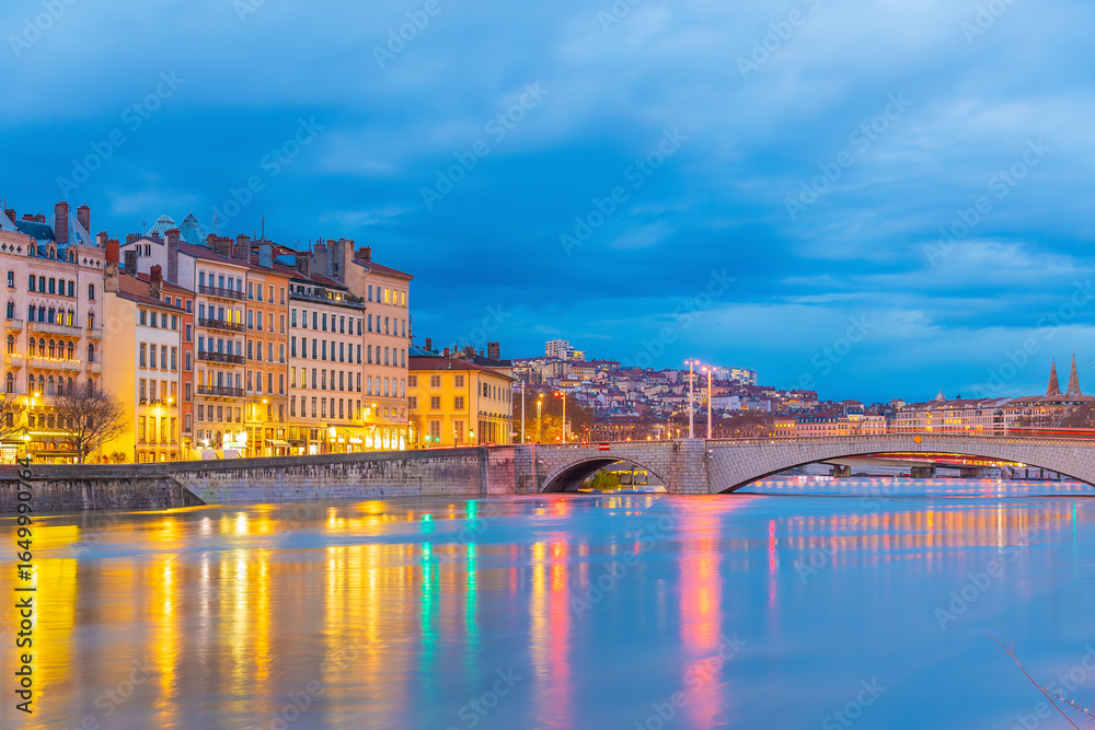 Obraz premium Downtown Lyon city skyline, cityscape of France