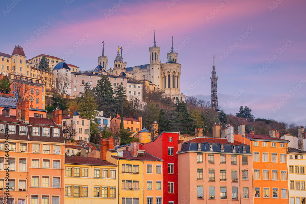 Obraz premium Downtown Lyon city skyline, cityscape of France