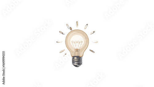 A glowing light bulb isolated against a simple background, symbolizing innovation and inspiration.