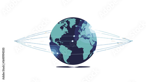 Global network visualization with a light background.