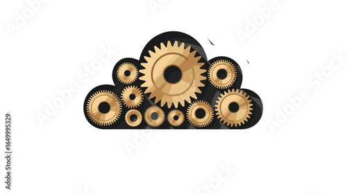 Cloud-shaped gears, a symbol of innovation and technological synergy.
