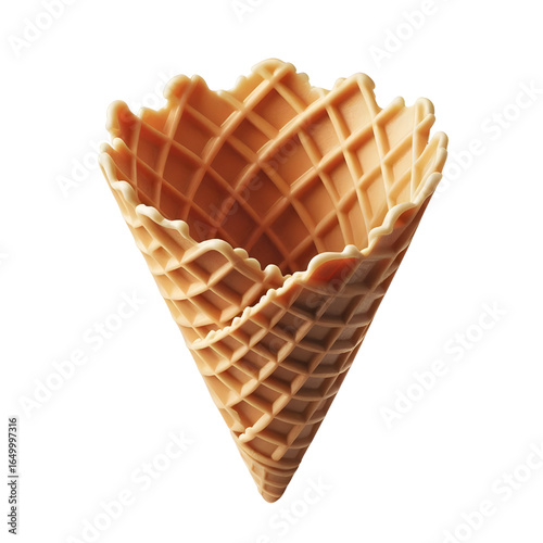 Empty waffle cone isolated on white background