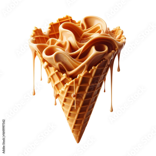 Empty waffle cone isolated on white background