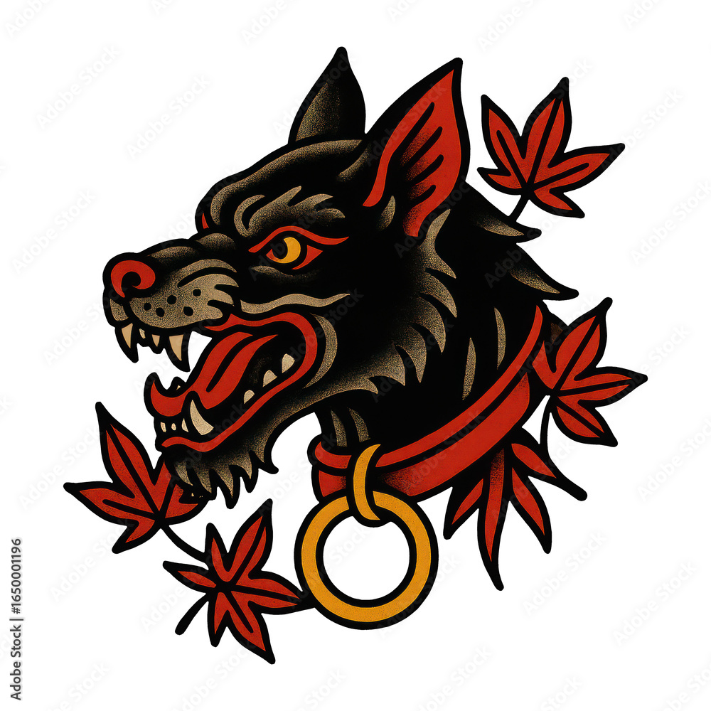 Obraz premium PNG Fierce wolf tattoo design